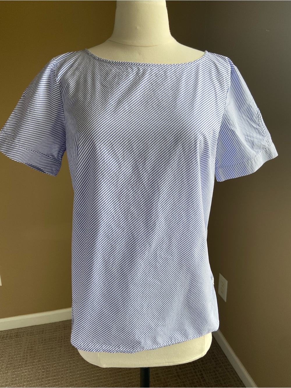 Talbots Blue & White Cotton Stripe Top,‎ Small, Summer, Beach, Vacay, Casual